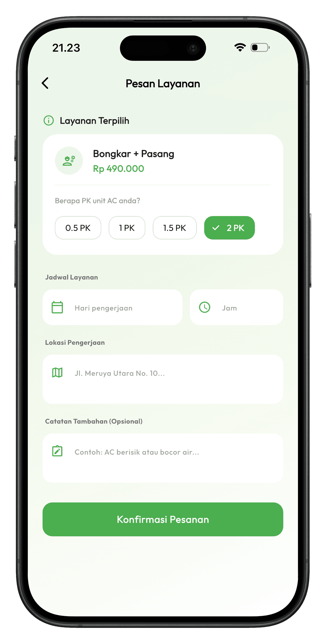 Tiam AC Booking Flow